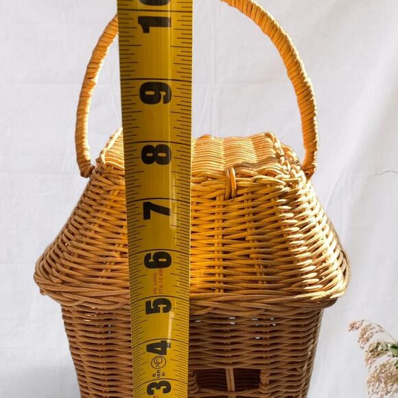 Vintage Ratan Wicker House Retro Novelty Festival Rave Basket Bag - Picture 6 of 8